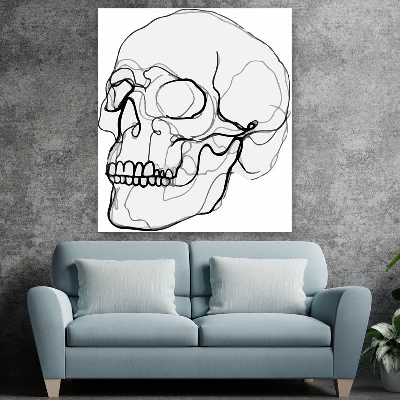 Πίνακας σε καμβά Line Art Skull